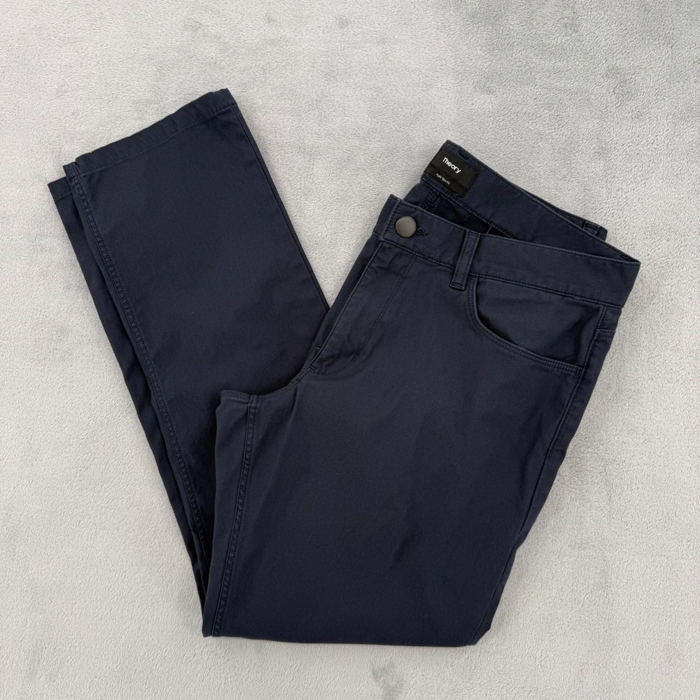 Theory Raffi Slim Fit Mens Dark Blue Cotton Blend Cotton Blend Pants Size‎ 33